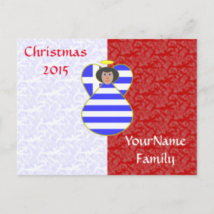 Griekse vlag - Engel met zwart haar Feestdagenkaart