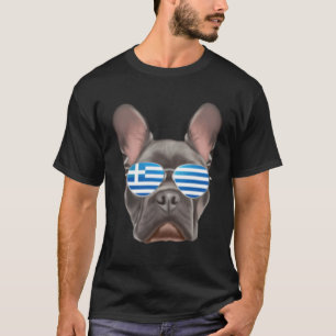 Griekse vlag Franse Bulldog hond Griekenland Pocke T-shirt