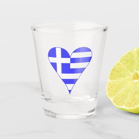 Griekse vlag Funky Heart Shot Glas (Voorkant)