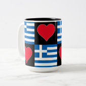 Griekse vlag Grieks pride Tweekleurige Koffiemok (Voorkant links)