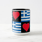 Griekse vlag Grieks pride Tweekleurige Koffiemok (Center)