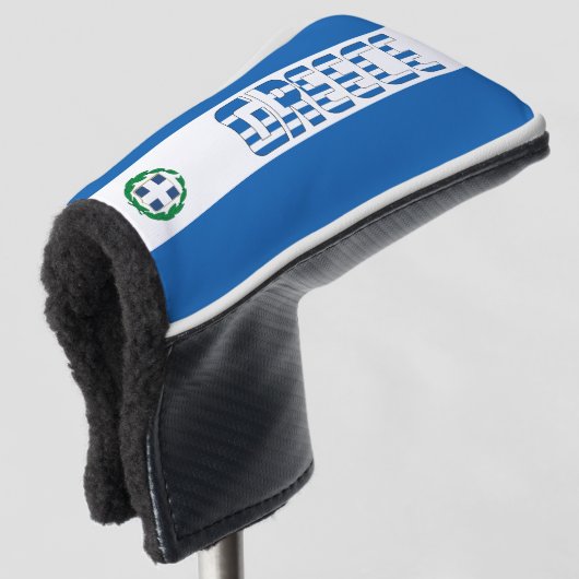 Griekse vlag: Groot Patriottisch Golfkopje Hoesje Golfheadcover (3/4 voorkant)