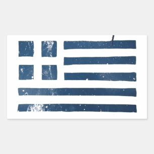 griekse vlag grunge stencil rechthoekige sticker