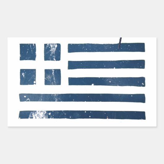griekse vlag grunge stencil rechthoekige sticker (Voorkant)