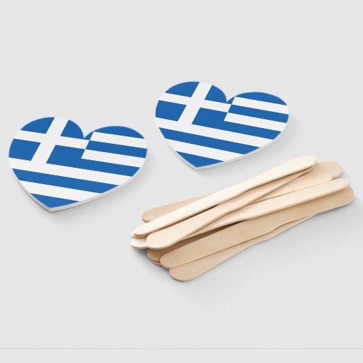 Griekse vlag handwaaier (Niet-gemonteerd)