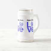 Griekse vlag — Hart Blue LOVE met Jouw naam Bierpul (Voorkant rechts)