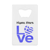 Griekse vlag — Hart Blue LOVE met Jouw naam Creditkaart Flessenopener (Voorkant)