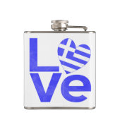 Griekse vlag — Hart Blue LOVE met Jouw naam Heupfles (Achterkant)