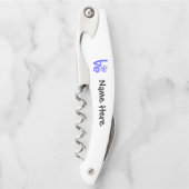 Griekse vlag — Hart Blue LOVE met Jouw naam Kurkentrekker (Voorkant)