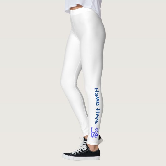 Griekse vlag — Hart Blue LOVE met Jouw naam Leggings (Links)