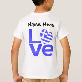 Griekse vlag — Hart Blue LOVE met Jouw naam T-shirt