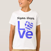 Griekse vlag — Hart Blue LOVE met Jouw naam T-shirt (Voorkant)