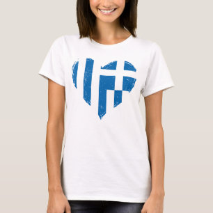 Griekse Vlag Hart Gedecoreerde Dames Wit T-shirt