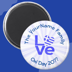 Griekse Vlag Hart in Blauwe LIEFDE Magneet