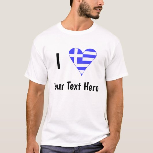 Griekse Vlag Hart Liefde Gepersonaliseerd T-shirt (Voorkant)