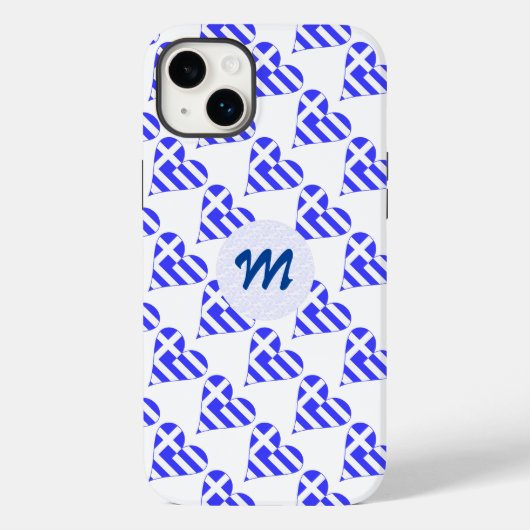 Griekse Vlag Hart Liefde Tegel Initiaal Case-Mate iPhone Case (Achterkant)