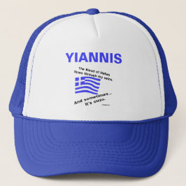 Griekse vlag Hellas Bloed en Ouzo en Naam Trucker Pet