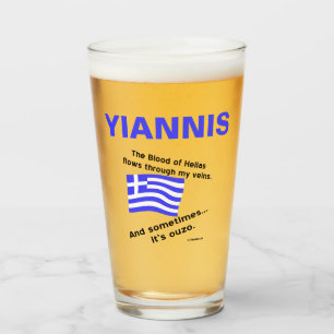 Griekse vlag Hellas bloed en Ouzo gepersonaliseerd Glas