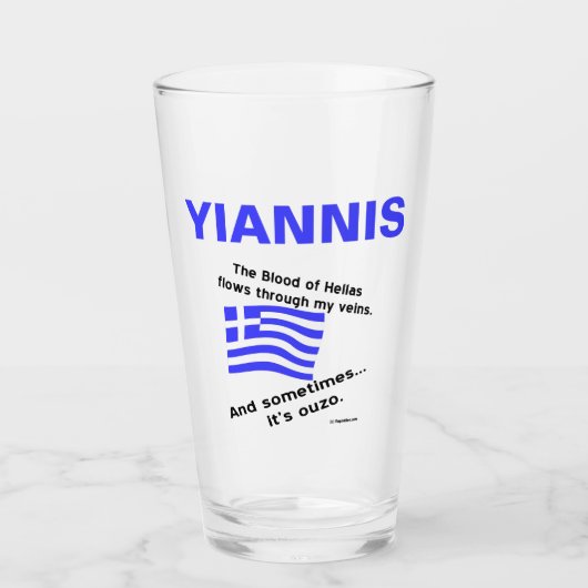 Griekse vlag Hellas bloed en Ouzo gepersonaliseerd Glas (Voorkant)