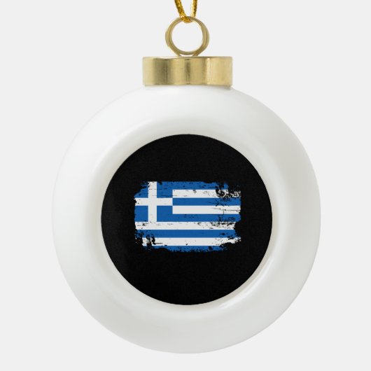 Griekse vlag keramische bal ornament (Voorkant)