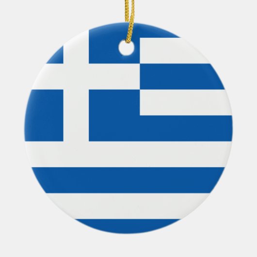 Griekse vlag kerstboomversiering keramisch ornament (Voorkant)