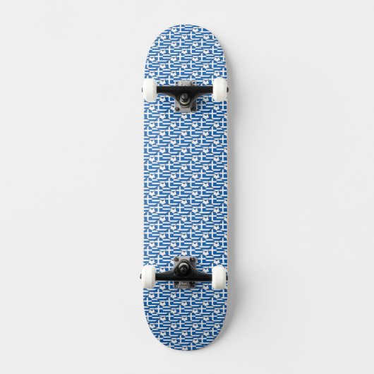 Griekse vlag kleuren harten patroon patriottisch persoonlijk skateboard (Voorkant)