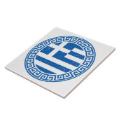 griekse vlag met grieks sleutelpatroon keramische  tegeltje (Zijkant)
