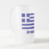 Griekse vlag met naam matglas bierpul (Voorkant links)
