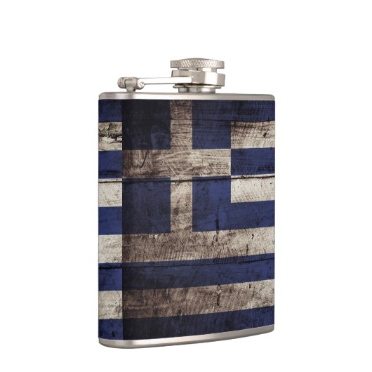 Griekse vlag op oude houten graan heupfles (Rechts)