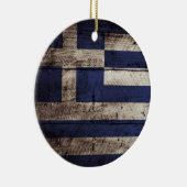Griekse vlag op oude houten graan keramisch ornament (Rechts)