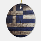 Griekse vlag op oude houten graan keramisch ornament (Links)