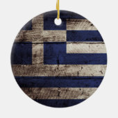 Griekse vlag op oude houten graan keramisch ornament (Achterkant)