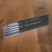 Griekse vlag op oude houten graan naambordje (Zijkant)