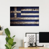 Griekse vlag op oude houten graan poster (Thuiskantoor)