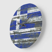 Griekse vlag over het effect van ruw houten plank grote klok (Hoek)