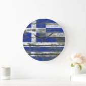 Griekse vlag over het effect van ruw houten plank grote klok (Huis)