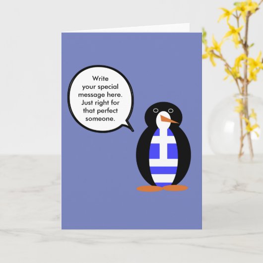 Griekse vlag pratend Ms. Penguin Kaart (Gele Bloem)