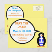 Griekse Vlag pratende Mevrouw Pinguïn Aankondigingskaart (Voorkant / Achterkant)