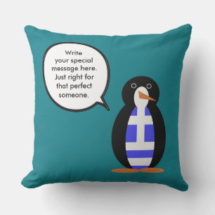 Griekse Vlag Pratende Mevrouw Pinguïn Persoonlijk Buitenkussen