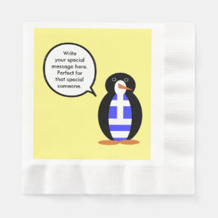 Griekse Vlag Pratende Mevrouw Pinguïn Persoonlijk Servet