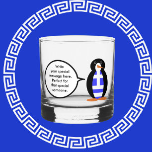Griekse Vlag Pratende Mevrouw Pinguïn Persoonlijk Whisky Glas