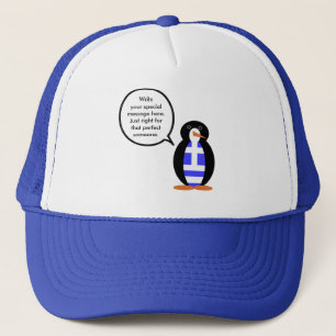 Griekse Vlag pratende Mevrouw Pinguïn Trucker Pet