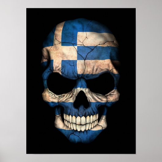 Griekse vlag schedel zwart poster (Voorkant)