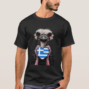 Griekse Vlag Struisvogel Hart Griekse Wortels Hell T-shirt