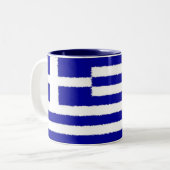 Griekse vlag tweekleurige koffiemok (Voorkant links)