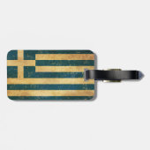 Griekse Vlag Vintage Grunge Bagagelabel (Achterkant horizontaal)