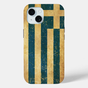 Griekse Vlag Vintage Grunge iPhone 15 Case