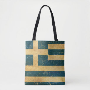 Griekse Vlag Vintage Grunge Tote Bag