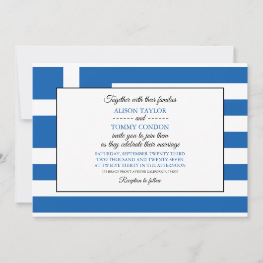 Griekse vlag, vlag van Griekenland bruiloft Kaart (Voorkant)