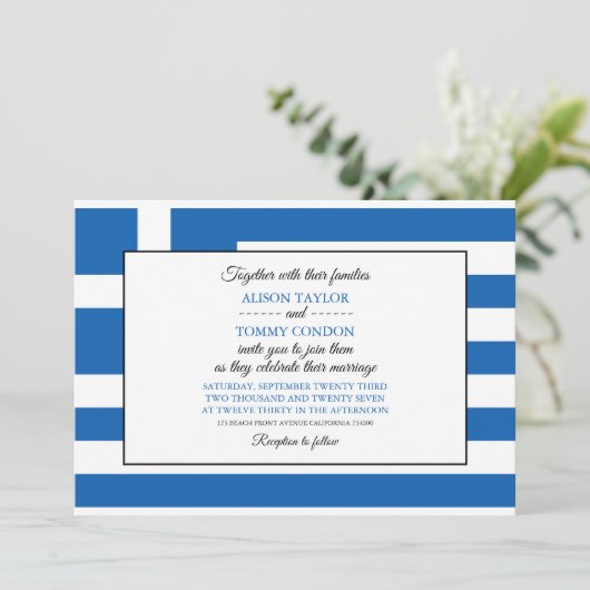 Griekse vlag, vlag van Griekenland bruiloft Kaart (Staand voorkant)